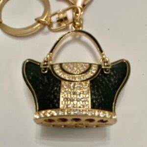 Stunning, 2- Way, Black Enamel Rhinestone Handbag Charm, Key Chain