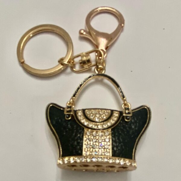 Stunning, 2- Way, Black Enamel Rhinestone Handbag Charm, Key Chain