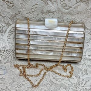 Vintage, Elegant, Mother of Pearl-Lucite Purse Clutch 7in x 4.5in x 3in