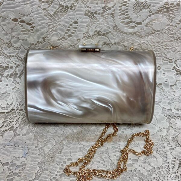 Vintage, Elegant, Mother of Pearl-Lucite Purse Clutch 7in x 4.5in x 3in