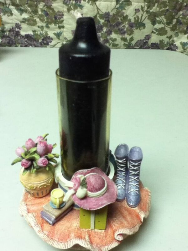 Unusual, 4-pc Candle Capper or Flower Vase with Glass Insert, Candle and Roses