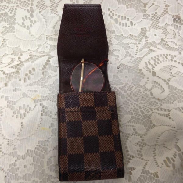 Authentic Louis Vuitton Brown Damier Cigarette-Eye Glass Case 5inx2.5inx1.5in(#4