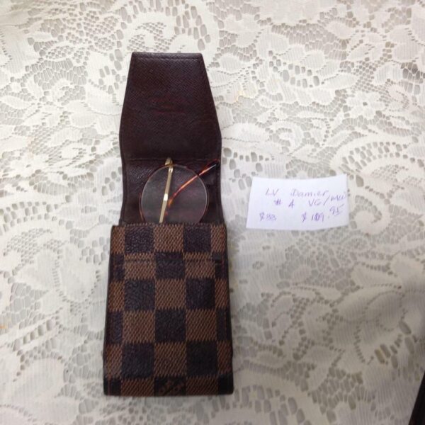 Authentic Louis Vuitton Brown Damier Cigarette-Eye Glass Case 5inx2.5inx1.5in(#4