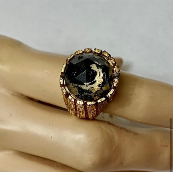 Vintage, Rare, Hobe Old Cut Faux Diamond Gold 8-8.5 Ring