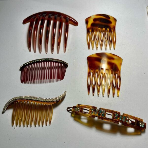 Vintage, Lot of 6 Celluloid Tortoiseshell Backcombs or Haircombs