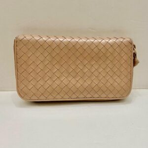 Authentic Bottega Veneta Beige Zippy Long Wallet 7.5in x 4.5in