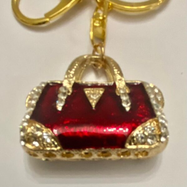 Stunning, 2-Way, Red Enamel Rhinestone Handbag Charm-Key Chain