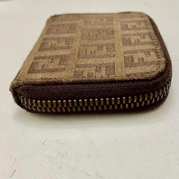 Authentic Fendi Brown Zucca Mono Zippy Coin Purse-Key Case 3.5in x 3in