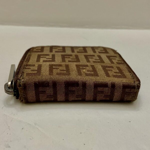 Authentic Fendi Brown Zucca Mono Zippy Coin Purse-Key Case 3.5in x 3in