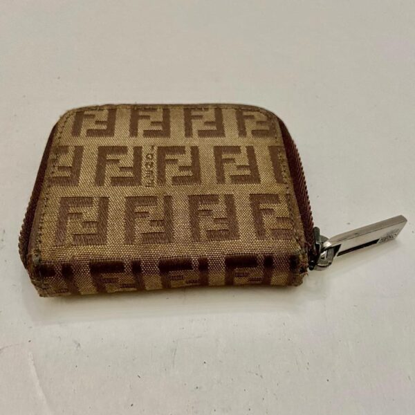 Authentic Fendi Brown Zucca Mono Zippy Coin Purse-Key Case 3.5in x 3in