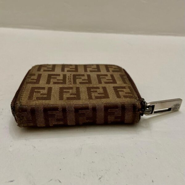 Authentic Fendi Brown Zucca Mono Zippy Coin Purse-Key Case 3.5in x 3in