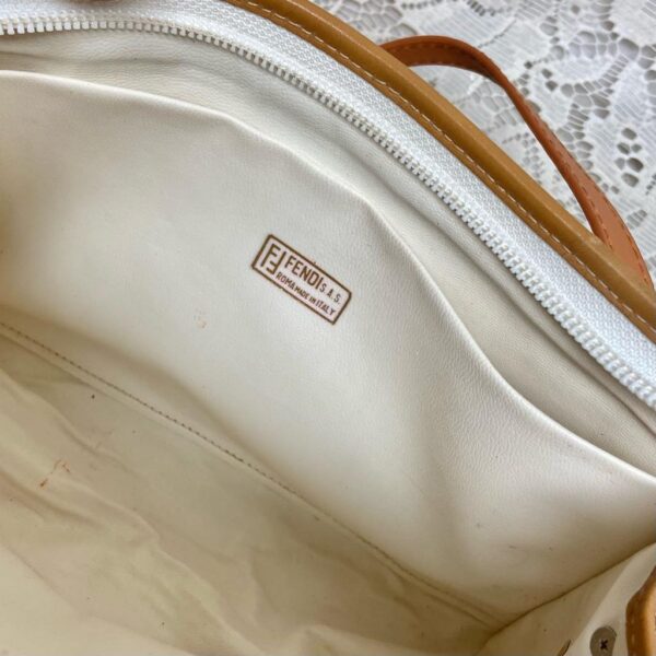 Vintage, Fendi, Rare, Beige Canvas Carry-on Pouch- Crossbody 9in x 6in x 2.5in.