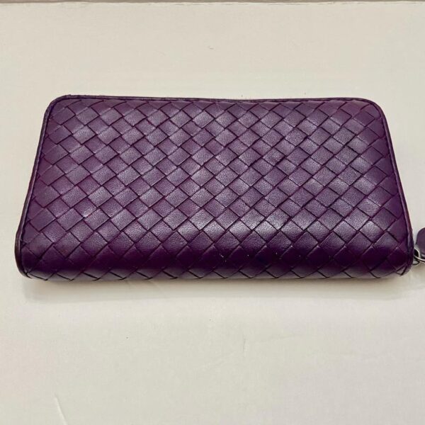 Authentic Bottega Veneta Purple. Leather Zippy Long Wallet 7.5in x 4.5in