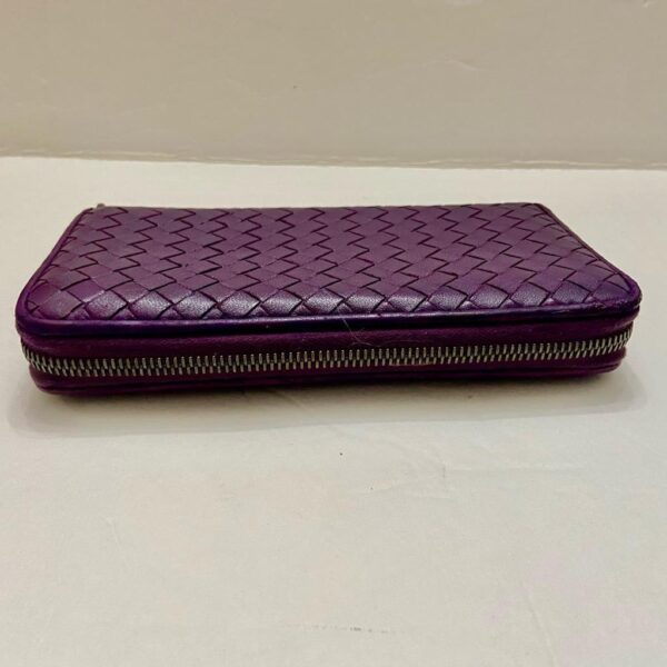 Authentic Bottega Veneta Purple. Leather Zippy Long Wallet 7.5in x 4.5in