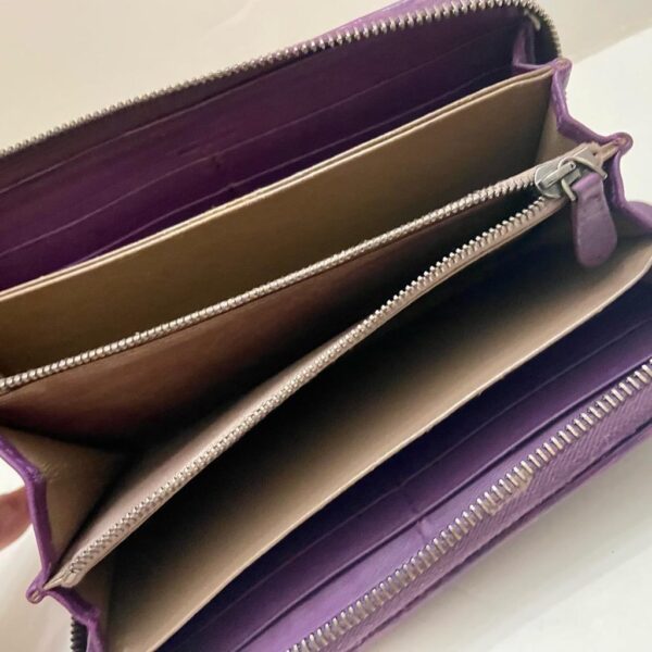 Authentic Bottega Veneta Purple. Leather Zippy Long Wallet 7.5in x 4.5in