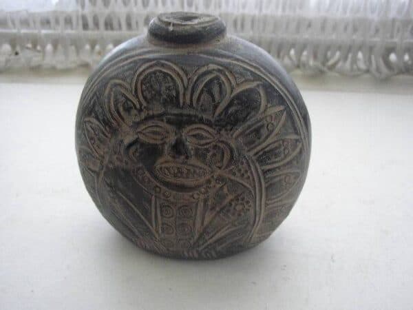 Antique, Southwestern, Native Chief Figural Medicinal Pottery Jug