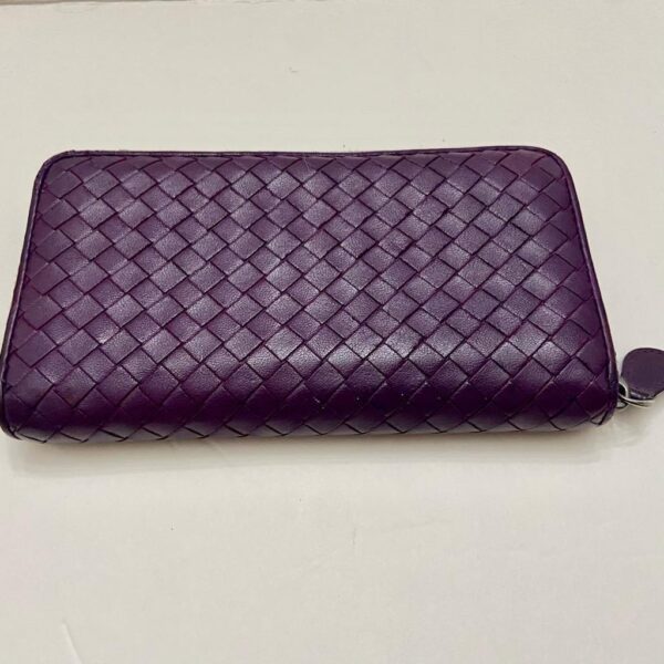 Authentic Bottega Veneta Purple. Leather Zippy Long Wallet 7.5in x 4.5in