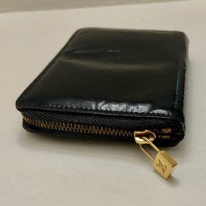 Authentic Louis Vuitton Black Vernis Leather Mono Zippy Coin Wallet 4.5in x 4in