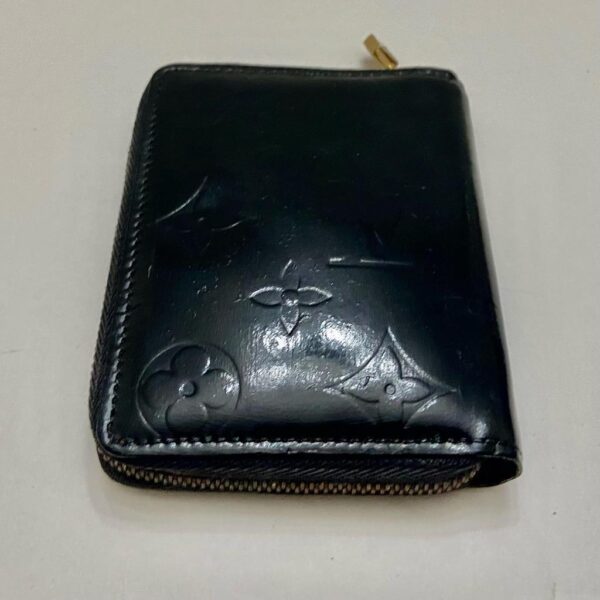 Authentic Louis Vuitton Black Vernis Leather Mono Zippy Coin Wallet 4.5in x 4in