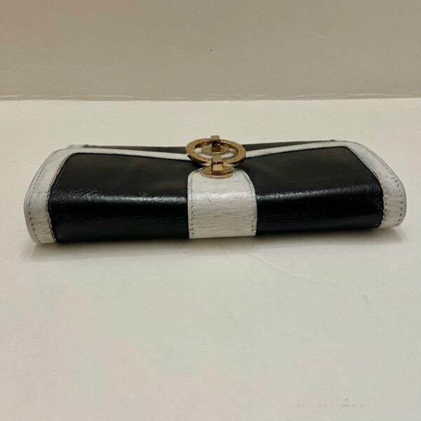 Authentic Bulgari Black and White Leather Bi-fold Long Wallet 7.5in x 4in