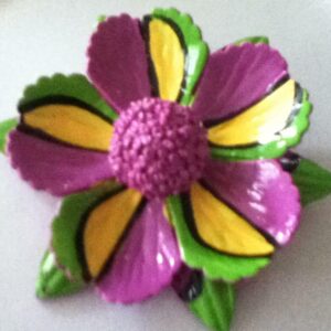 Vintage, Colorful Plastic Floral Brooch