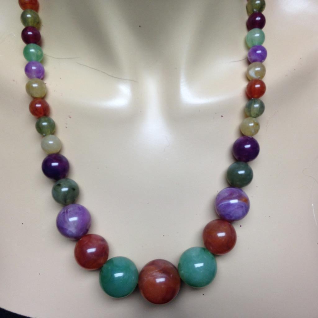 Colorful, Chunky Multi Color Lucite Beads, 22in Beaded Necklace