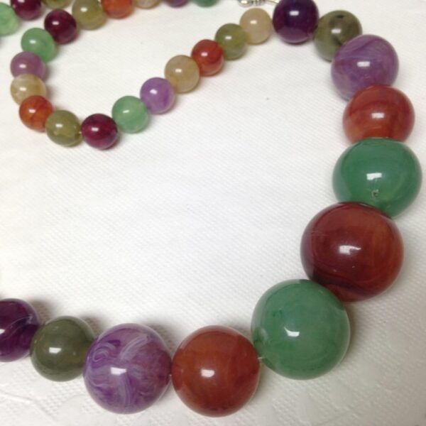 Colorful, Chunky Multi Color Lucite Beads, 22in Beaded Necklace