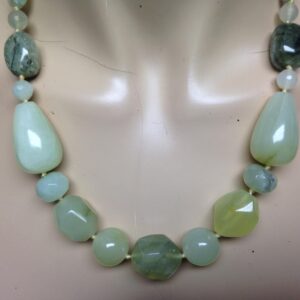 Elegant, Chunky Green Jade Beads, 22in Beaded Necklace