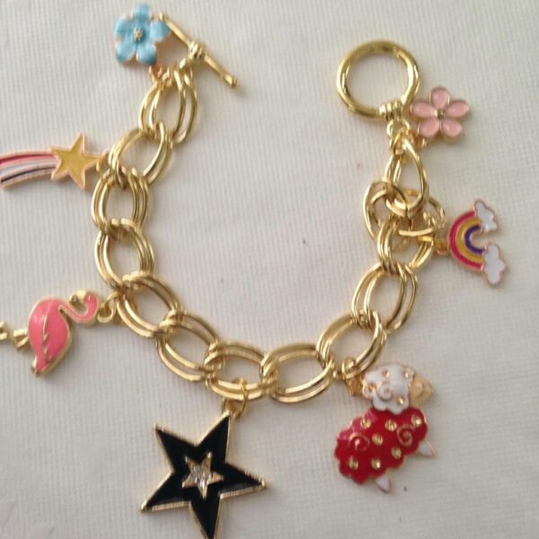 Gold Tone, Multi-color Enamel Handbag Charm or Bracelet