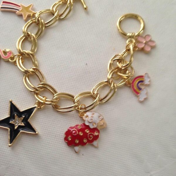 Gold Tone, Multi-color Enamel Handbag Charm or Bracelet