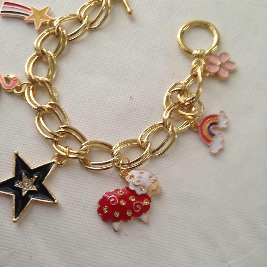 Gold Tone, Multi-color Enamel Handbag Charm or Bracelet