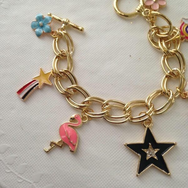 Gold Tone, Multi-color Enamel Handbag Charm or Bracelet