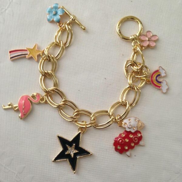 Gold Tone, Multi-color Enamel Handbag Charm or Bracelet