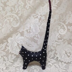 Polka Dot, Hand painted Wood, Figural Cat Bangle Rack 11in T x 4.5in L x 1.5in W