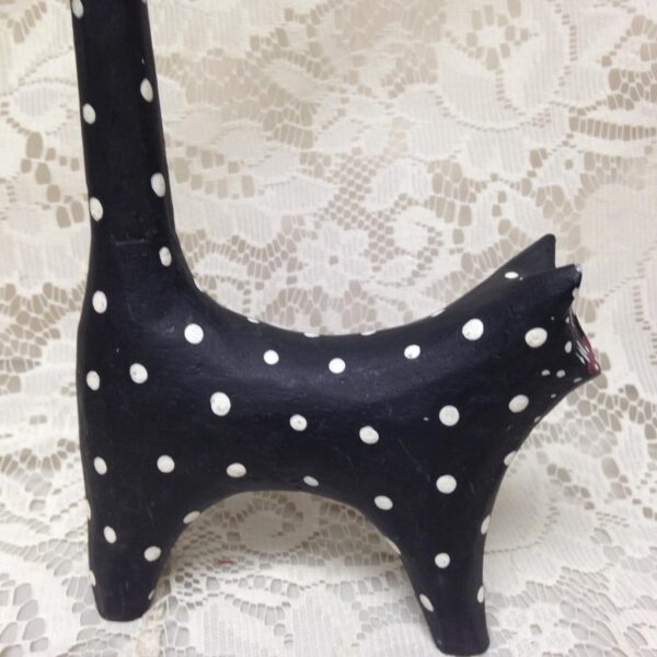 Polka Dot, Hand painted Wood, Figural Cat Bangle Rack 11in T x 4.5in L x 1.5in W