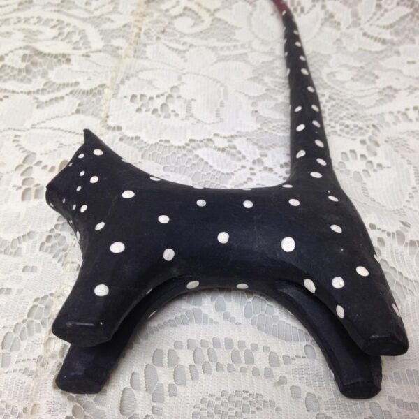 Polka Dot, Hand painted Wood, Figural Cat Bangle Rack 11in T x 4.5in L x 1.5in W