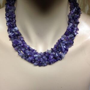 Elegant, Amethyst Chips 18in Beaded Necklace