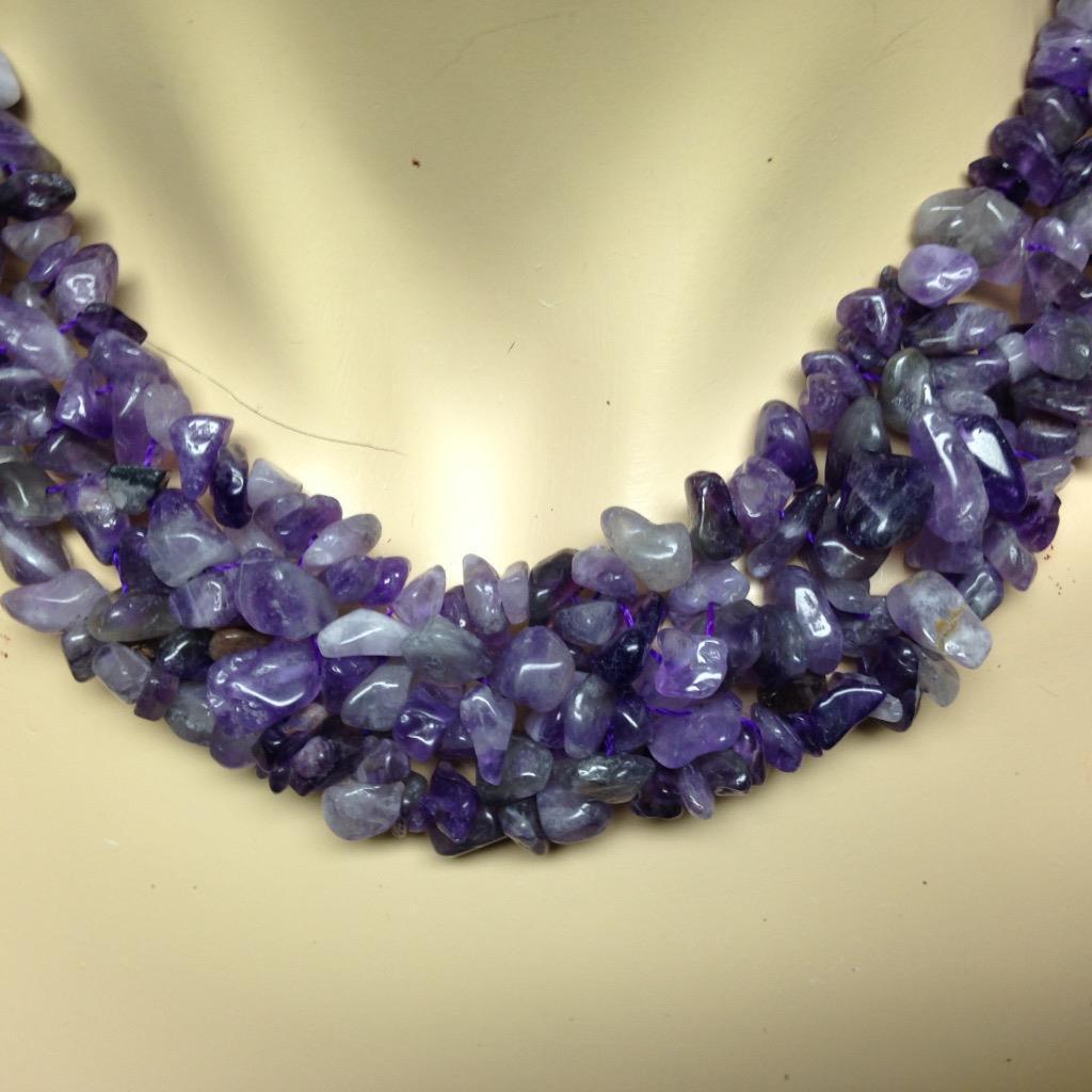 Elegant, Amethyst Chips 18in Beaded Necklace