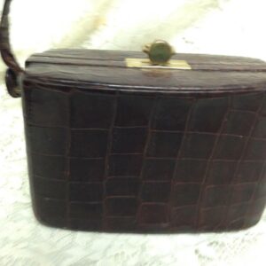 Vintage, Vogue Creation, Gen. Dark Brown Crocodile Handbag 8in x 5.5in x 3in