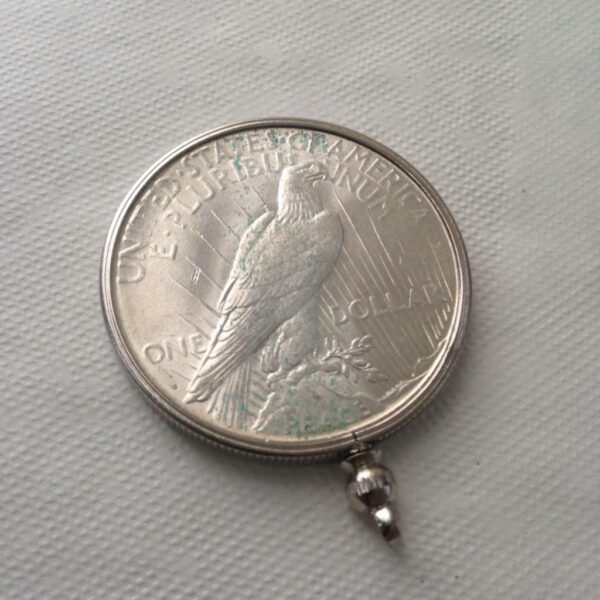 Antique 1923 Silver Dollar Coin Pendant with 18in 925 Silver Chain Necklace