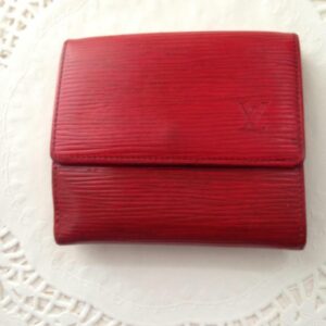 Authentic, Louis Vuitton, Red Epi Leather Wallet-Coin Purse 4in x 4in(MI0954)