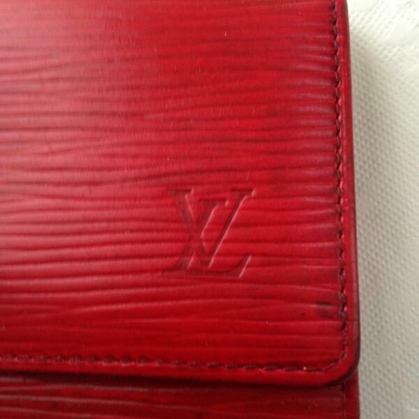 Authentic, Louis Vuitton, Red Epi Leather Wallet-Coin Purse 4in x 4in(MI0954)