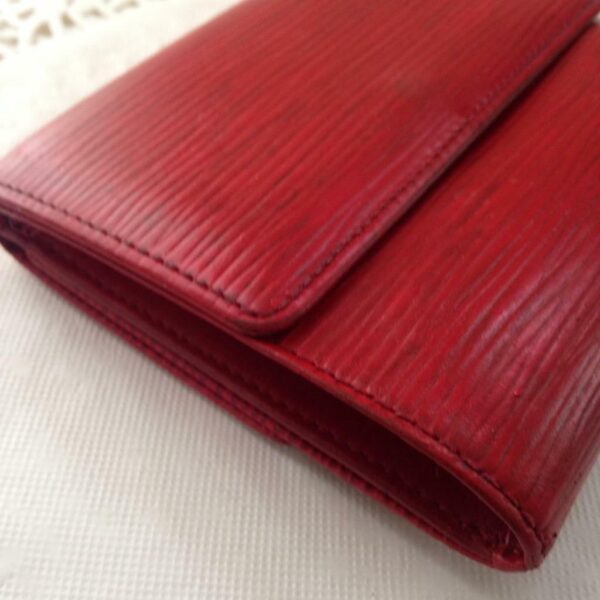 Authentic, Louis Vuitton, Red Epi Leather Wallet-Coin Purse 4in x 4in(MI0954)