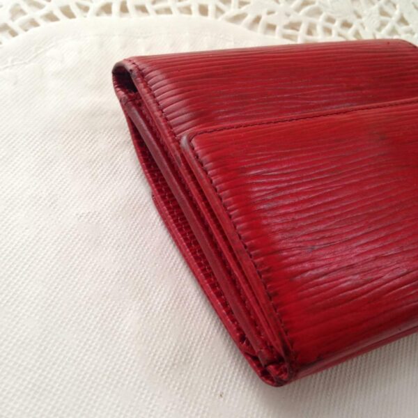 Authentic, Louis Vuitton, Red Epi Leather Wallet-Coin Purse 4in x 4in(MI0954)