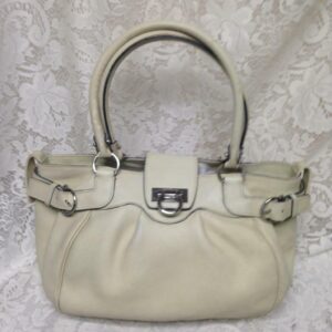 Ferragamo Beige Leather Handbag 10in x 10in x 6in