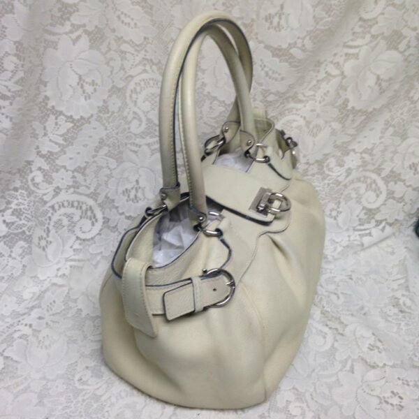 Ferragamo Beige Leather Handbag 10in x 10in x 6in