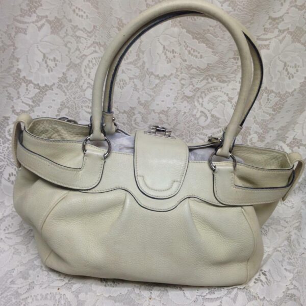 Ferragamo Beige Leather Handbag 10in x 10in x 6in