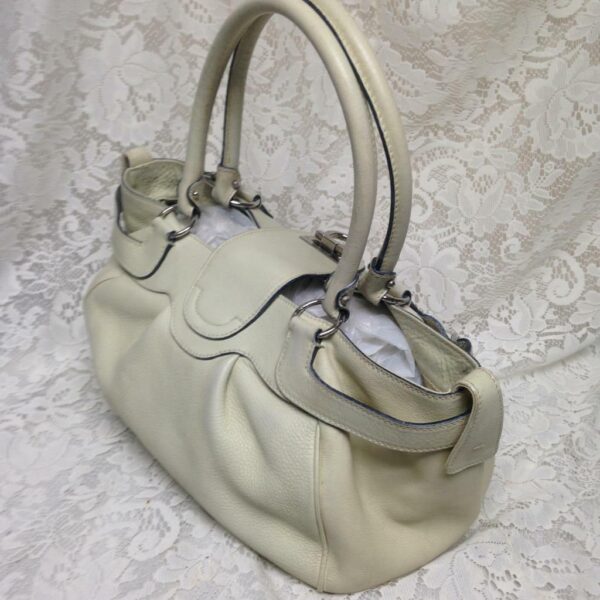 Ferragamo Beige Leather Handbag 10in x 10in x 6in