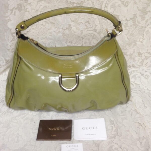 Gucci Green Patent Leather Handbag 15in x 10in x 4 in