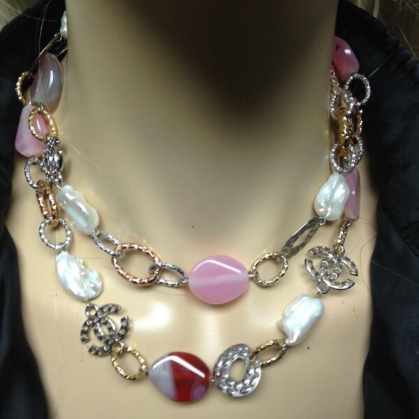 Elegant, Gen. Baroque Pearl and Agate 33in Long Necklace (B)